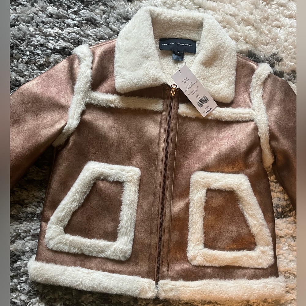 French Connection Balia Faux Fur Leather Jacket | S: Med